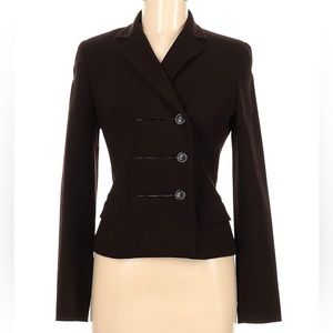 Piazza Sempione Women’s Black Brown / Espresso Jacket Blazer Size US 6 / IT42